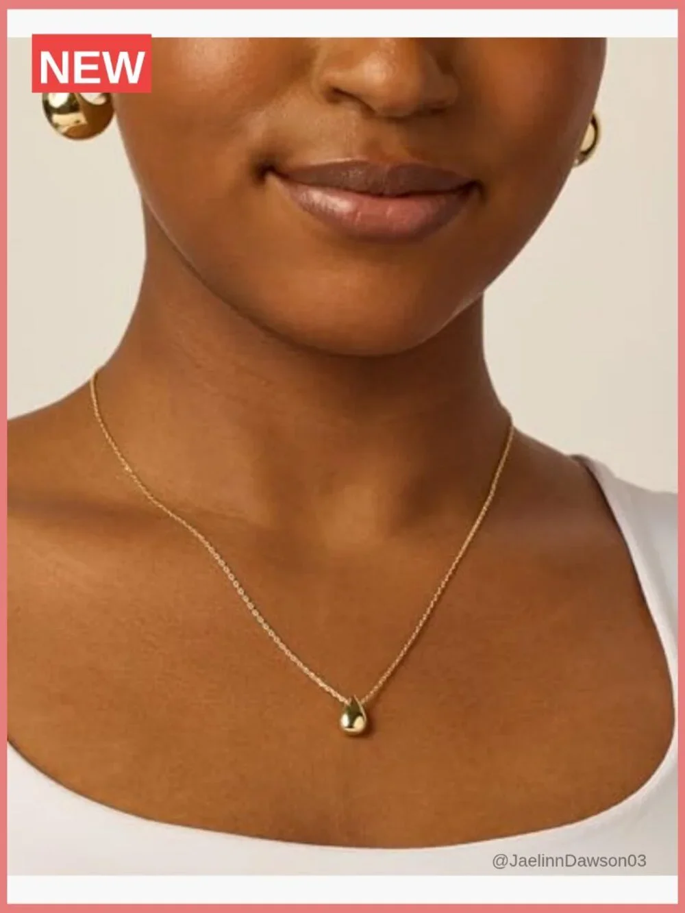 14K Gold Plated Dainty Pear Pendant Necklace Tear Drop